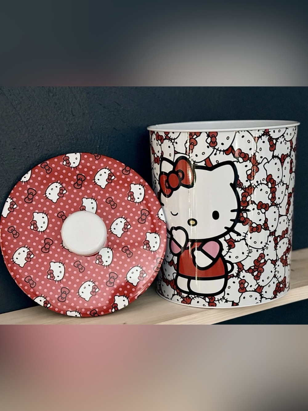 Hello Kitty Pink & White Tin Storage Canister with Lid